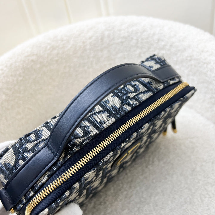 Dior 30 Montaigne Box Vanity Bag in Blue Oblique Canvas and