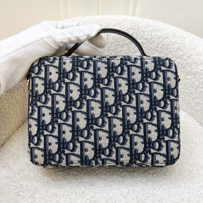 Dior 30 Montaigne Box Vanity Bag in Blue Oblique Canvas and AGHW (Model: S2141UTZQ)