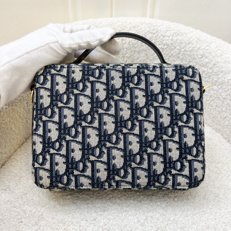 Dior 30 Montaigne Box Vanity Bag in Blue Oblique Canvas and AGHW (Model: S2141UTZQ)