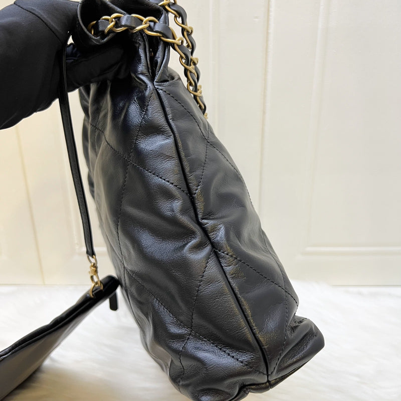 Chanel 22 Small Hobo Bag in Black Shiny Calfskin and AGHW