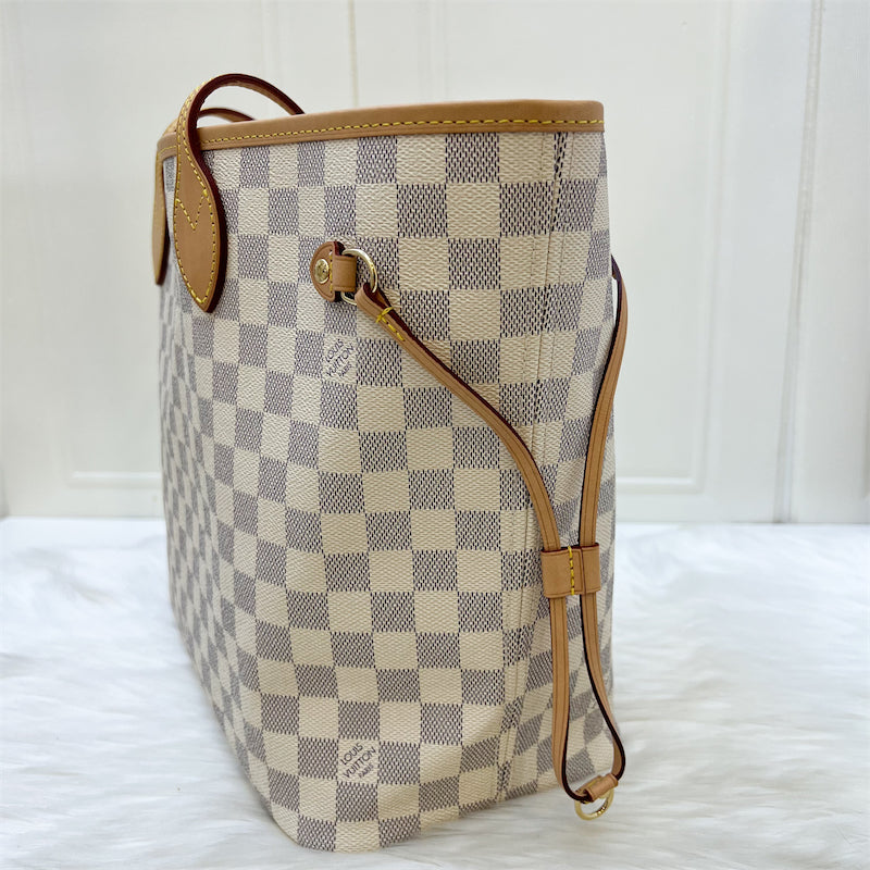 LV Neverfull MM in Damier Azur Canvas and GHW