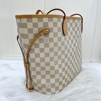 LV Neverfull MM in Damier Azur Canvas and GHW