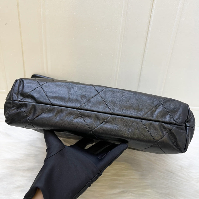 Chanel 22 Small Hobo Bag in Black Shiny Calfskin and AGHW