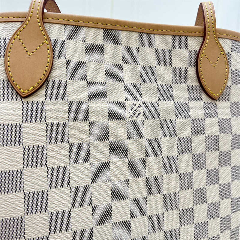 LV Neverfull MM in Damier Azur Canvas and GHW