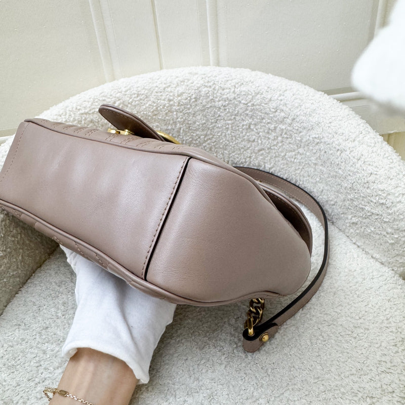 Gucci GG Marmont Medium Shoulder Bag In Dusty Pink Calfskin and AGHW