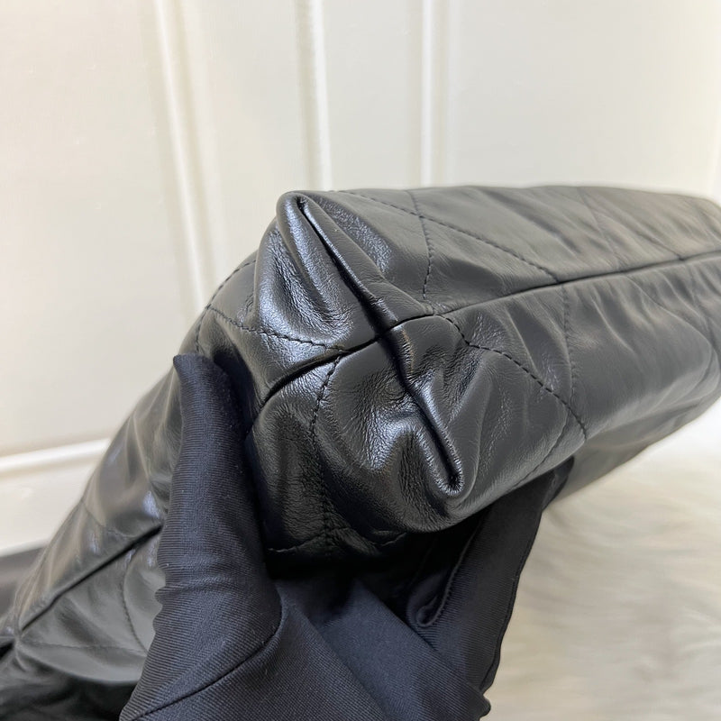Chanel 22 Small Hobo Bag in Black Shiny Calfskin and AGHW