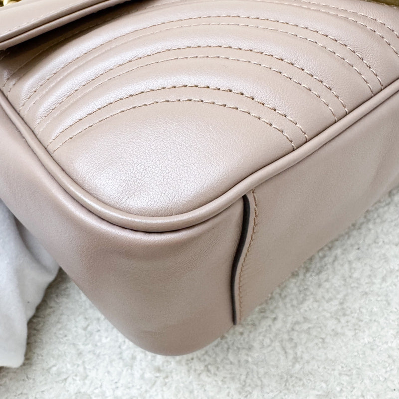 Gucci GG Marmont Medium Shoulder Bag In Dusty Pink Calfskin and AGHW