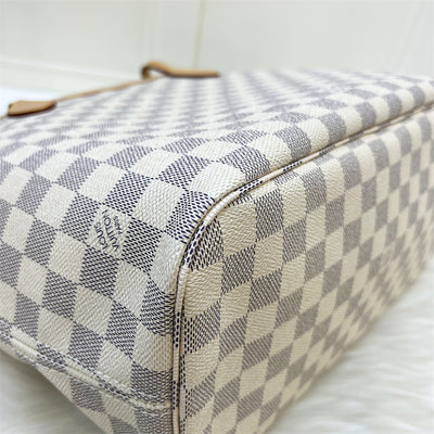 LV Neverfull MM in Damier Azur Canvas and GHW