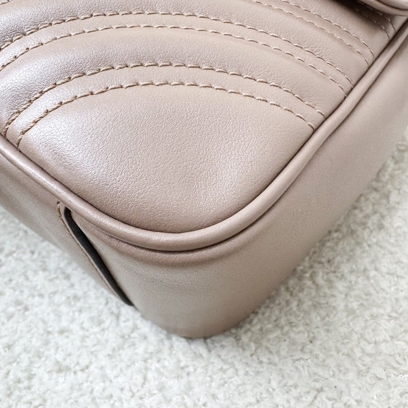Gucci GG Marmont Medium Shoulder Bag In Dusty Pink Calfskin and AGHW