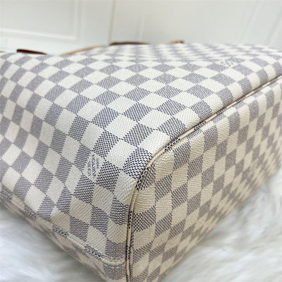 LV Neverfull MM in Damier Azur Canvas and GHW