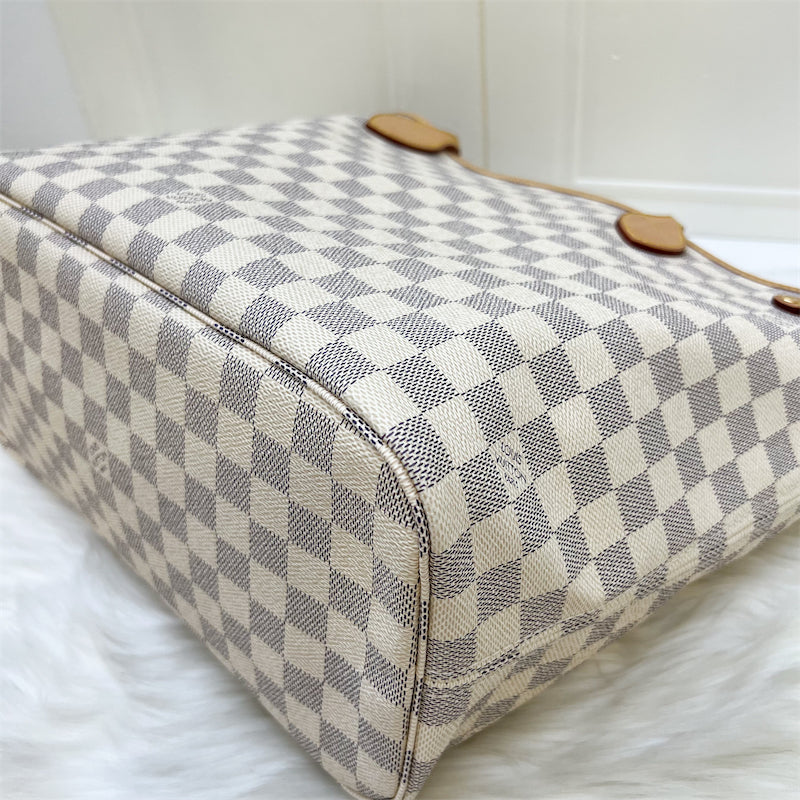 LV Neverfull MM in Damier Azur Canvas and GHW