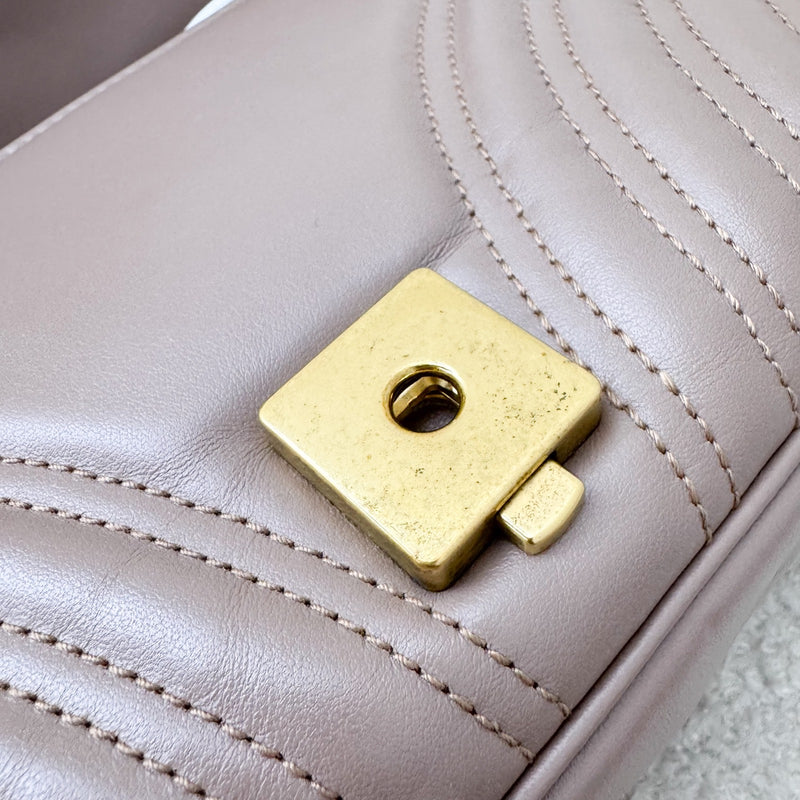Gucci GG Marmont Medium Shoulder Bag In Dusty Pink Calfskin and AGHW