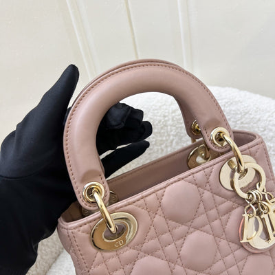 Dior Mini Lady Dior in Blush Pink Lambskin and LGHW (Model: M0505OCAL, Colour: M50P)