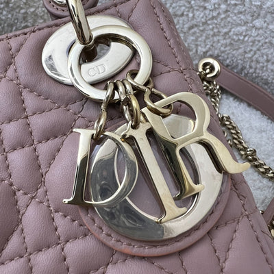 Dior Mini Lady Dior in Blush Pink Lambskin and LGHW (Model: M0505OCAL, Colour: M50P)