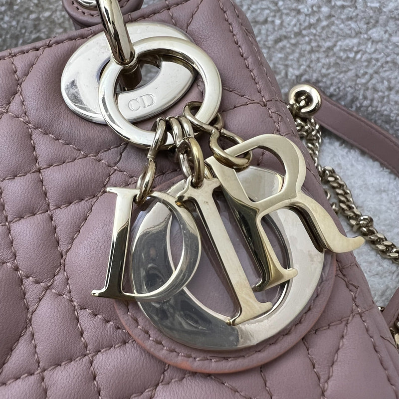 Dior Mini Lady Dior in Blush Pink Lambskin and LGHW (Model: M0505OCAL, Colour: M50P)