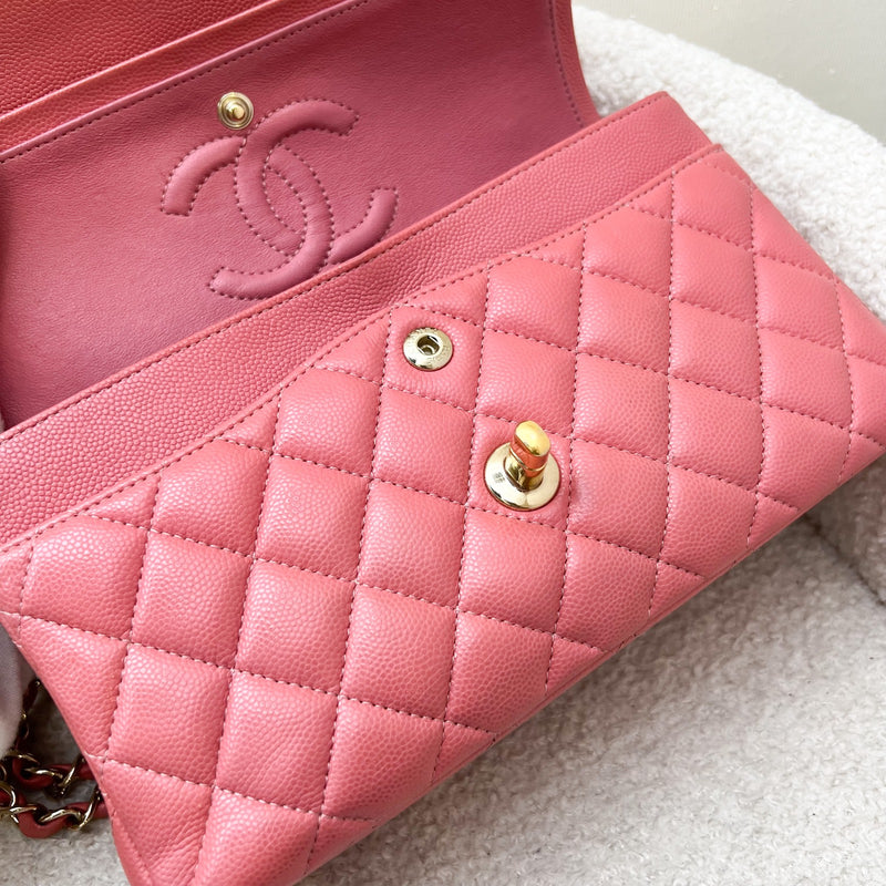 Chanel Small Classic Flap CF in Salmon Pink Caviar and GHW