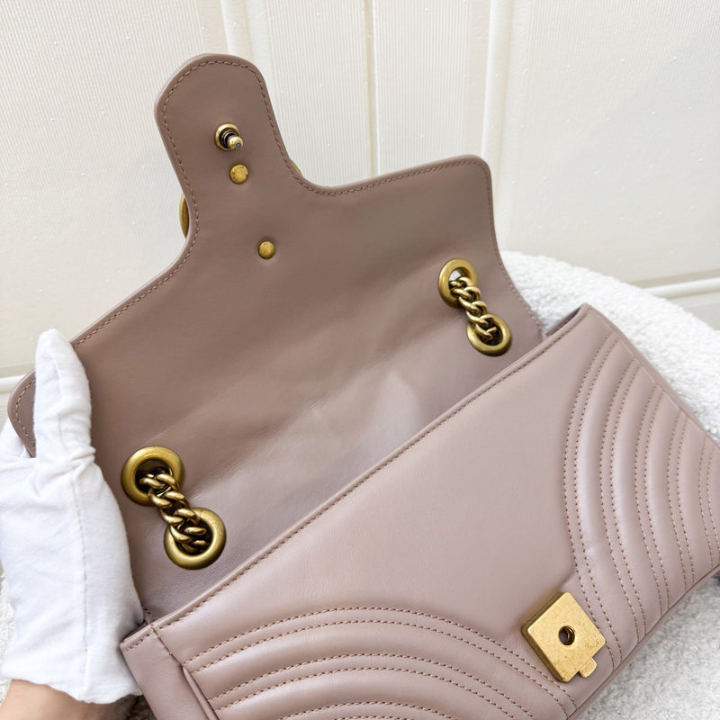 Gucci GG Marmont Medium Shoulder Bag In Dusty Pink Calfskin and AGHW