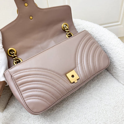 Gucci GG Marmont Medium Shoulder Bag In Dusty Pink Calfskin and AGHW