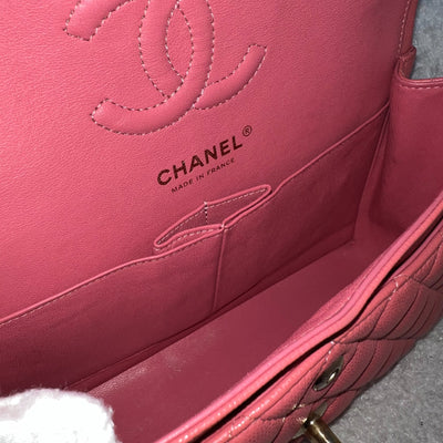 Chanel Small Classic Flap CF in Salmon Pink Caviar and GHW