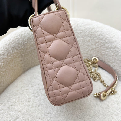 Dior Mini Lady Dior in Blush Pink Lambskin and LGHW (Model: M0505OCAL, Colour: M50P)