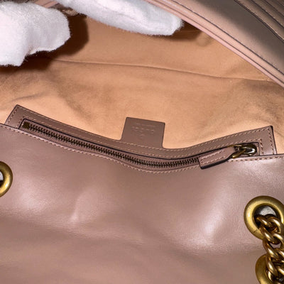Gucci GG Marmont Medium Shoulder Bag In Dusty Pink Calfskin and AGHW