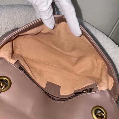 Gucci GG Marmont Medium Shoulder Bag In Dusty Pink Calfskin and AGHW
