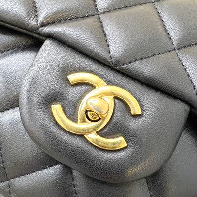 Chanel Classic Jumbo Single Flap SF in Black Lambskin and GHW