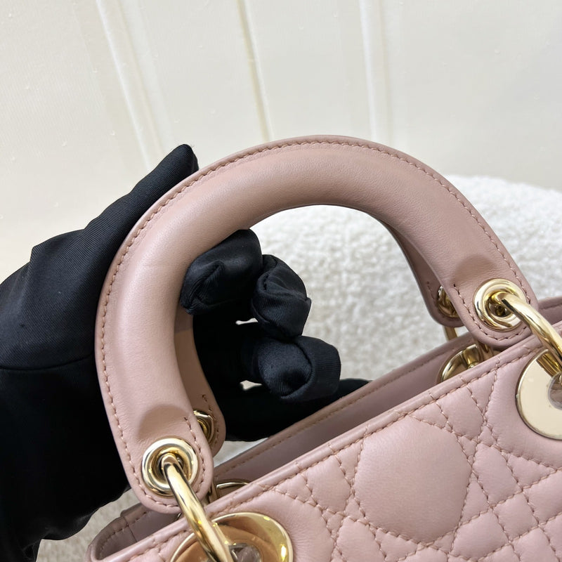 Dior Mini Lady Dior in Blush Pink Lambskin and LGHW (Model: M0505OCAL, Colour: M50P)