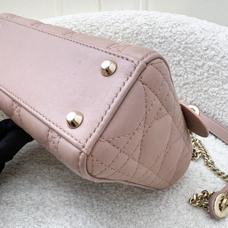Dior Mini Lady Dior in Blush Pink Lambskin and LGHW (Model: M0505OCAL, Colour: M50P)