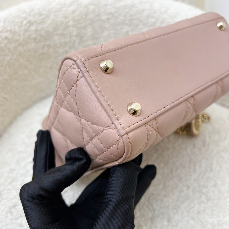 Dior Mini Lady Dior in Blush Pink Lambskin and LGHW (Model: M0505OCAL, Colour: M50P)