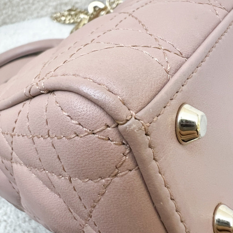 Dior Mini Lady Dior in Blush Pink Lambskin and LGHW (Model: M0505OCAL, Colour: M50P)