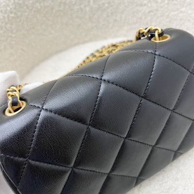 Chanel 24S Adjustable Pearls Chain Mini Flap in Black Lambskin and AGHW