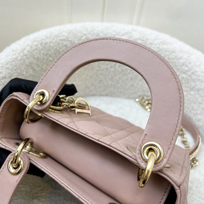 Dior Mini Lady Dior in Blush Pink Lambskin and LGHW (Model: M0505OCAL, Colour: M50P)