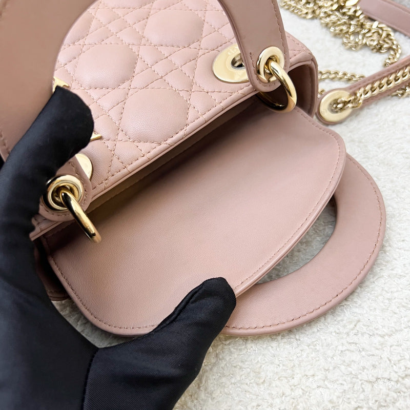 Dior Mini Lady Dior in Blush Pink Lambskin and LGHW (Model: M0505OCAL, Colour: M50P)