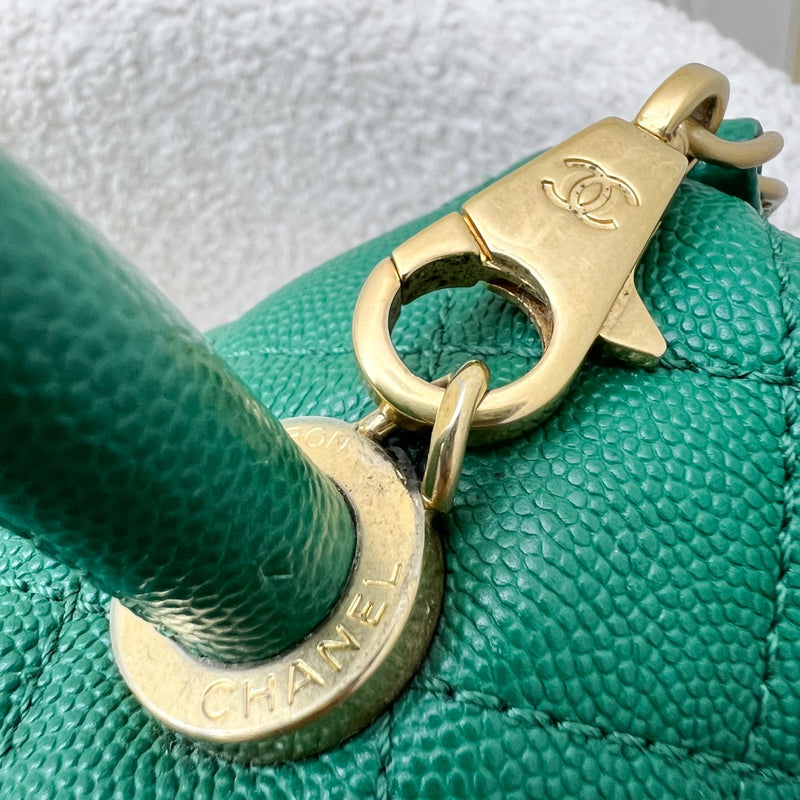 Chanel Medium 29cm Coco Handle Flap in Green Caviar and AGHW