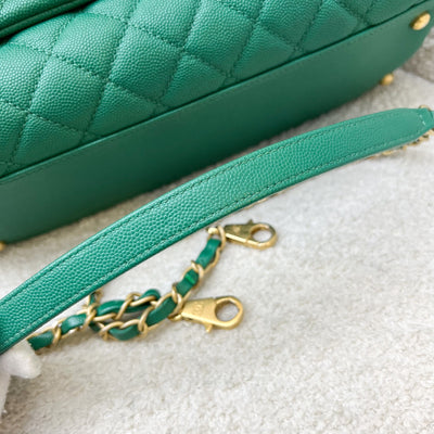 Chanel Medium 29cm Coco Handle Flap in Green Caviar and AGHW