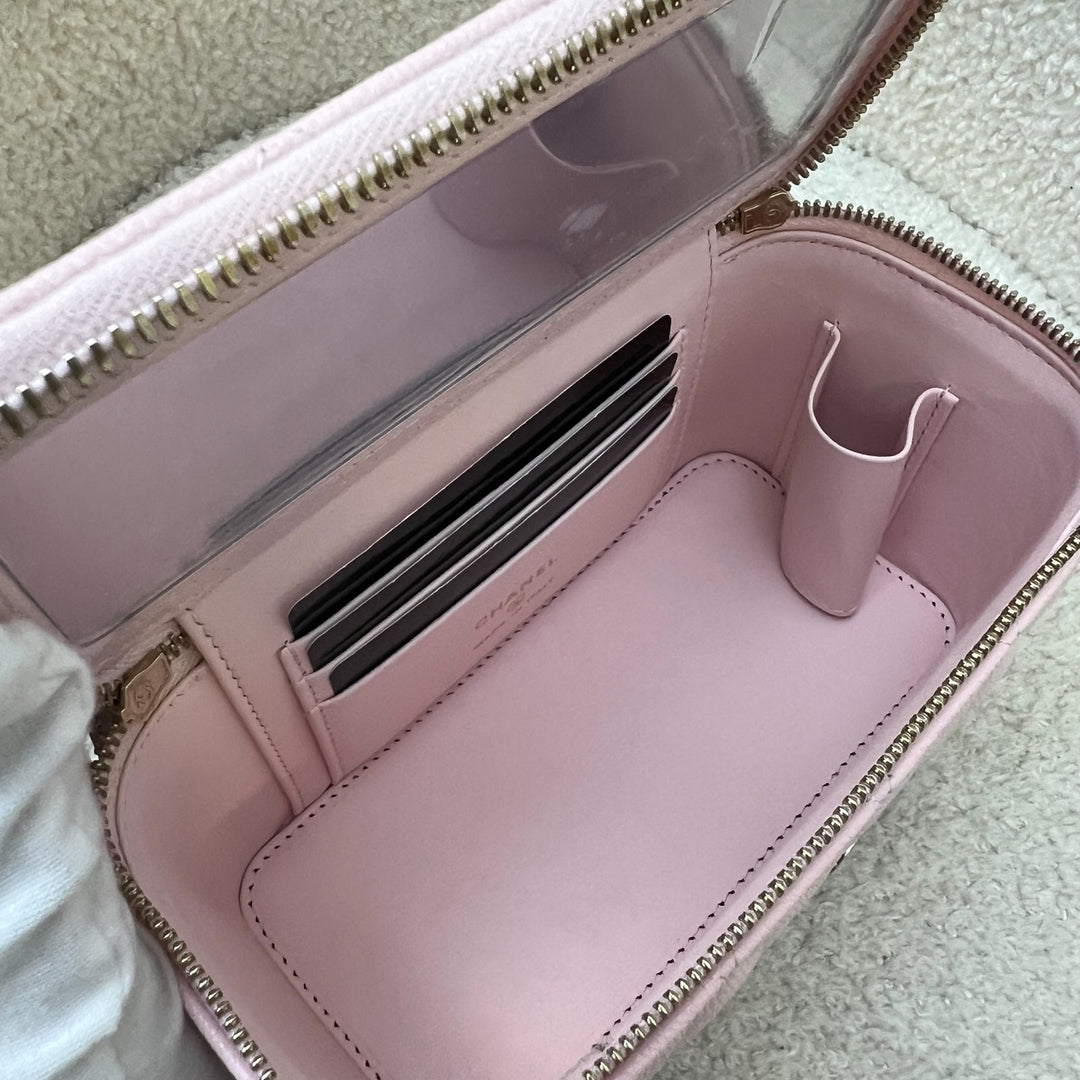 Chanel Small Classic Vanity in 22S Pink Caviar and LGHW (Model