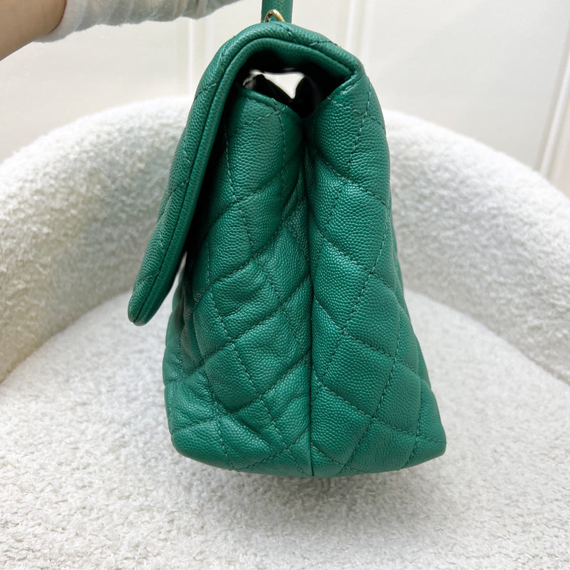 Chanel Medium 29cm Coco Handle Flap in Green Caviar and AGHW