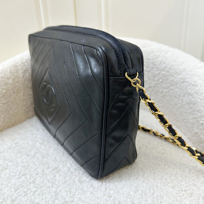 Chanel Vintage Camera Bag in Black Lambskin and 24K GHW