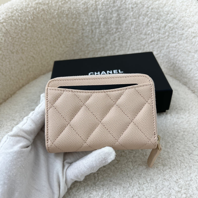 Chanel Classic Zippy Card Holder in 22C Beige Caviar LGHW