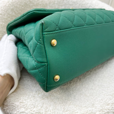 Chanel Medium 29cm Coco Handle Flap in Green Caviar and AGHW