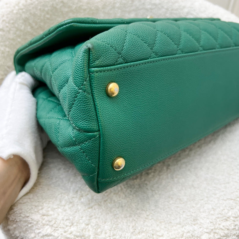 Chanel Medium 29cm Coco Handle Flap in Green Caviar and AGHW