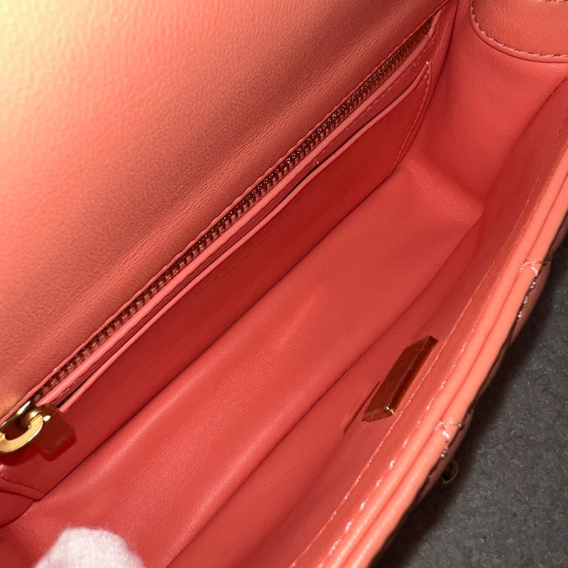 Chanel Pearl Crush Mini Rectangular Flap in Salmon Pink Lambskin and AGHW (Model: AS1787)