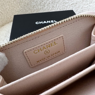 Chanel Classic Zippy Card Holder in 22C Beige Caviar LGHW