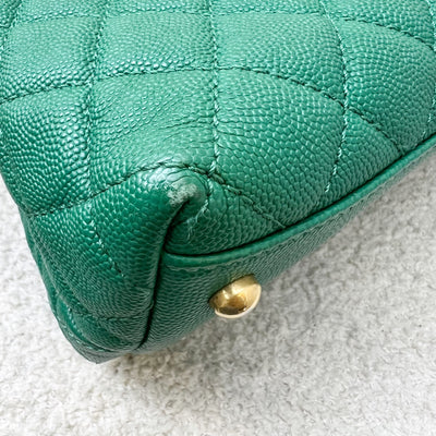 Chanel Medium 29cm Coco Handle Flap in Green Caviar and AGHW