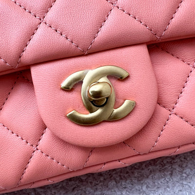 Chanel Pearl Crush Mini Rectangular Flap in Salmon Pink Lambskin and AGHW (Model: AS1787)