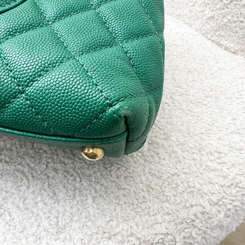 Chanel Medium 29cm Coco Handle Flap in Green Caviar and AGHW