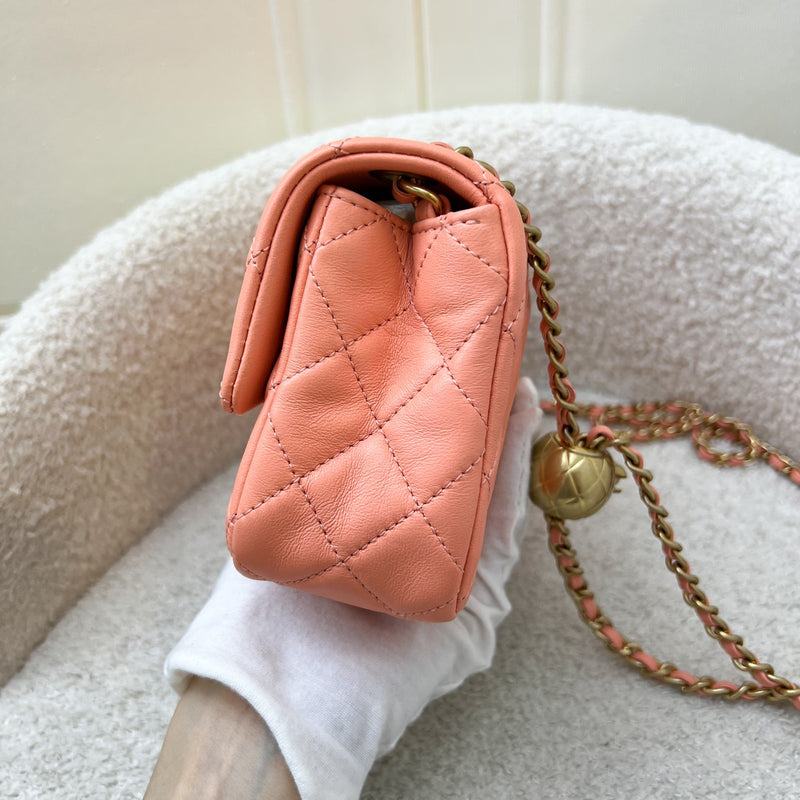 Chanel Pearl Crush Mini Rectangular Flap in Salmon Pink Lambskin and AGHW (Model: AS1787)