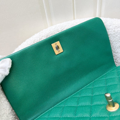 Chanel Medium 29cm Coco Handle Flap in Green Caviar and AGHW