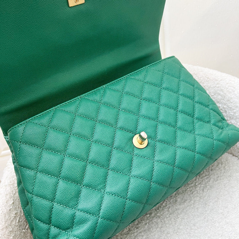 Chanel Medium 29cm Coco Handle Flap in Green Caviar and AGHW